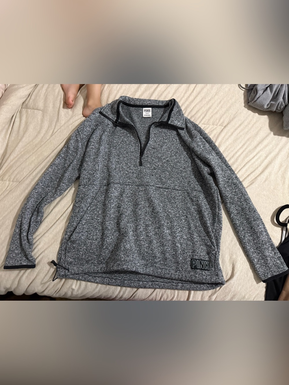 PINK Victoria's Secret Men's Heather Gray Half-Zip Pullover Sweater